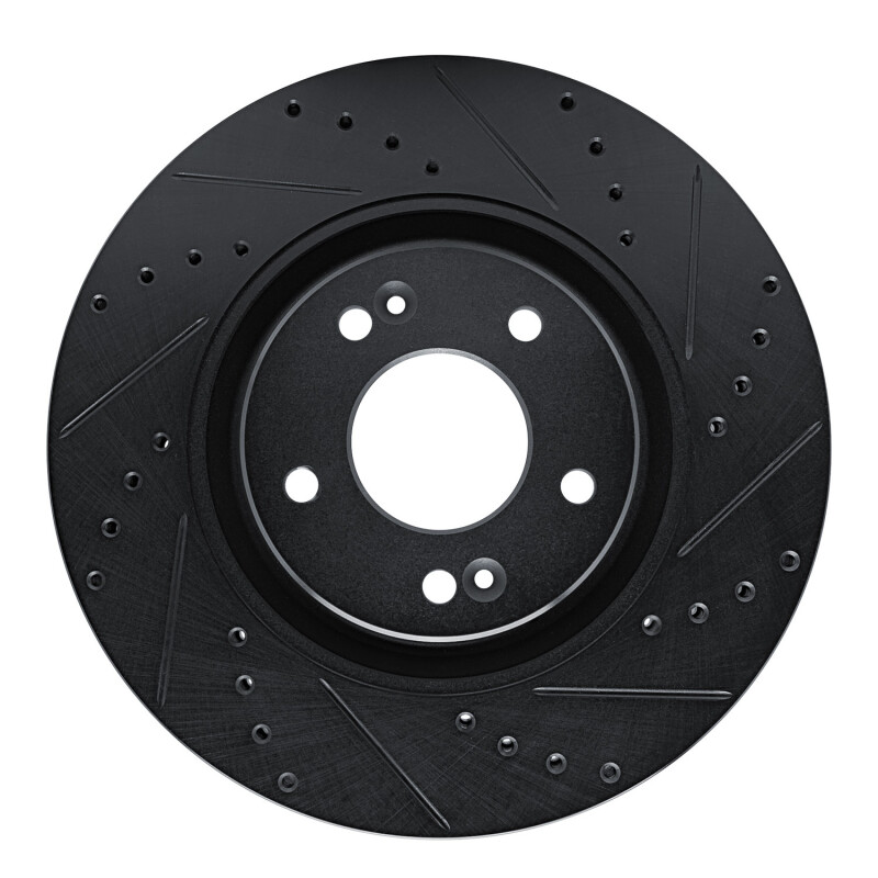Kia Cadenza Brake Rotor (1) - Front Right - R1 Concepts - Drilled & Slotted - Black - `17-`20